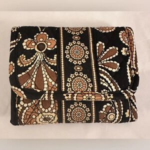 Vera Bradley Trifold Wallet Cafe Latte Paisley Brown and Black Print